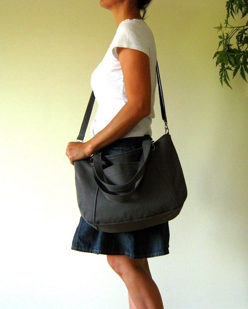 Beauty Tote Bag in Grey, Diaper bag, Women Tote Bag, Bags and purses, Grey Bag, Shoulder Bag, Messenger Bag, lots of pocket image 3