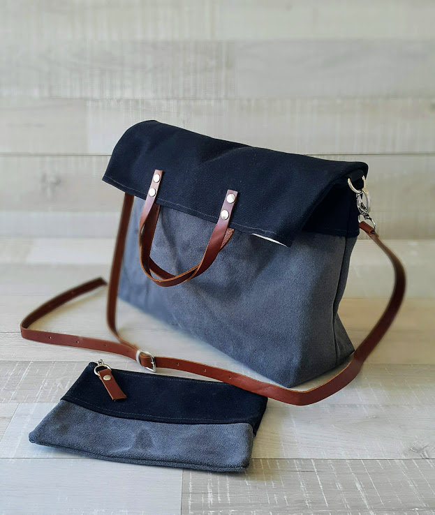 UNISEX WAXED TOTE Bag and Wallet Set Black Gray Color Block - Etsy UK