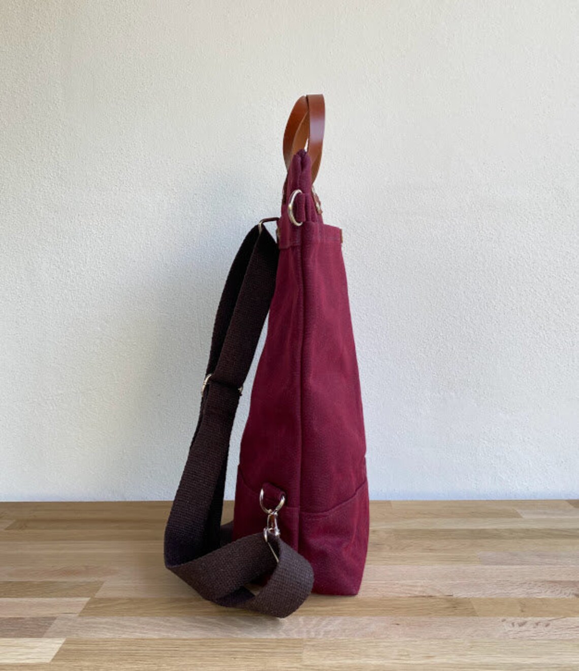 Tripolis - BURGUNDY! Waxed Canvas Backpack - Convertible Backpack ...