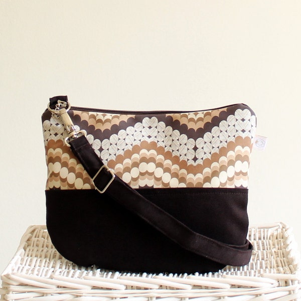 Last One - READY TO SHIP Daily Canvas Cross Body Bag - Messenger Bag - Chevron Bag - Small Travel Bag - Long crossbody strap - everyday bag