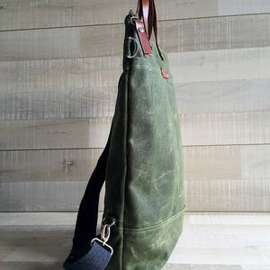 Waxed Canvas Backpack, Convertible Backpack, Diaper Backpack, A3 waxed canvas Bag, Rucksack, Multi pockets bag image 3