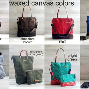 Waxed Canvas Tote Bag in Dark Forest Green Milano image 8