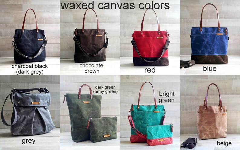 Waxed Canvas Tote Bag in Dark Forest Green Milano image 8