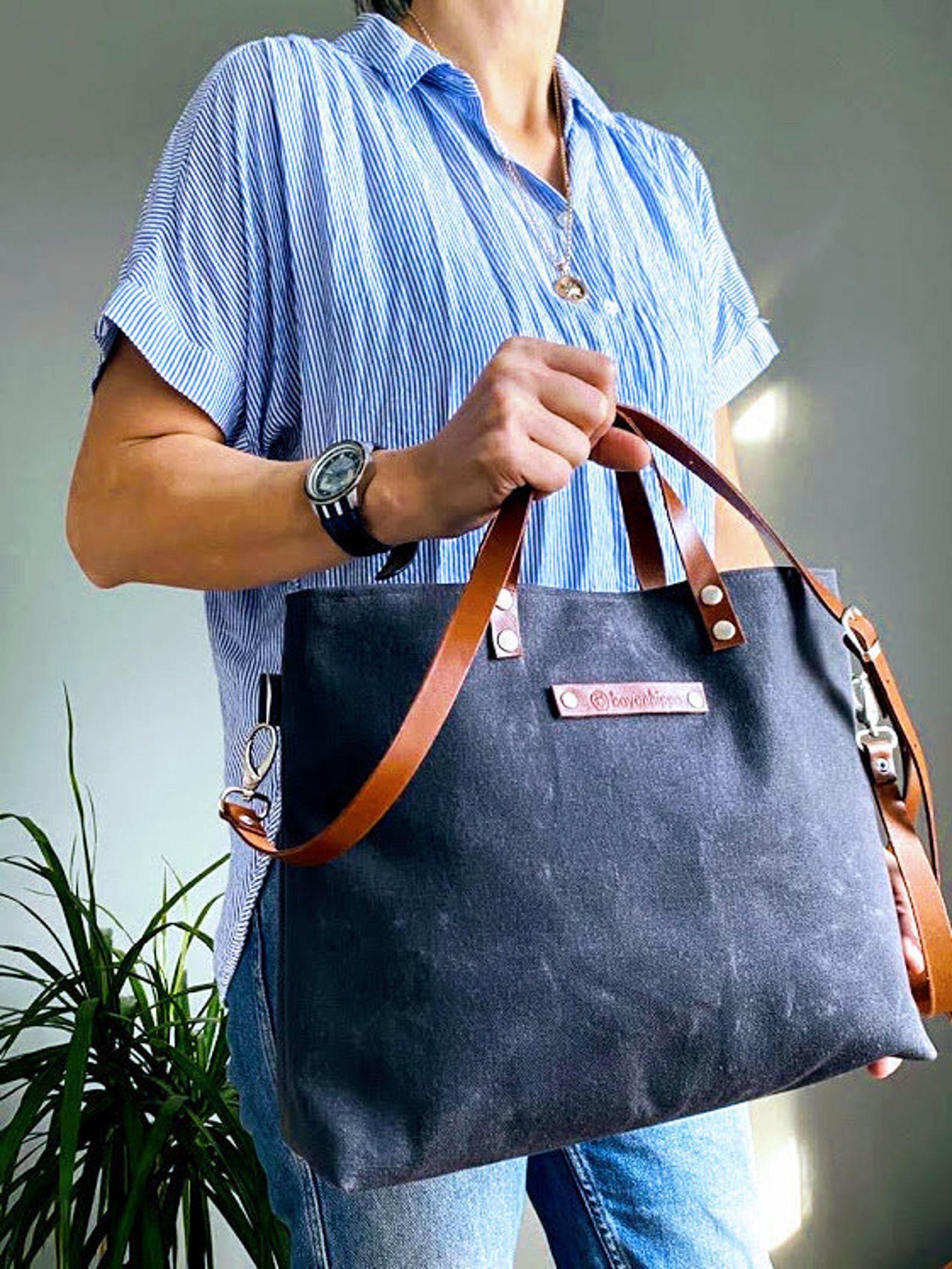 waxed canvas tool tote