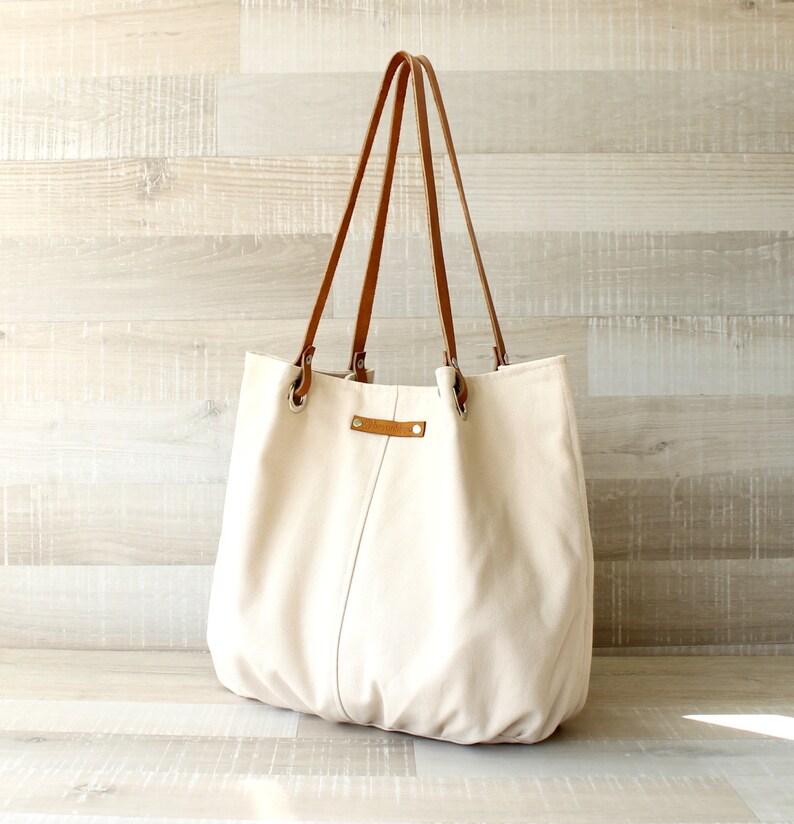 Tote Bag Large Purse Diaper Bag Cream Bag Creme Tote Bag Etsy
