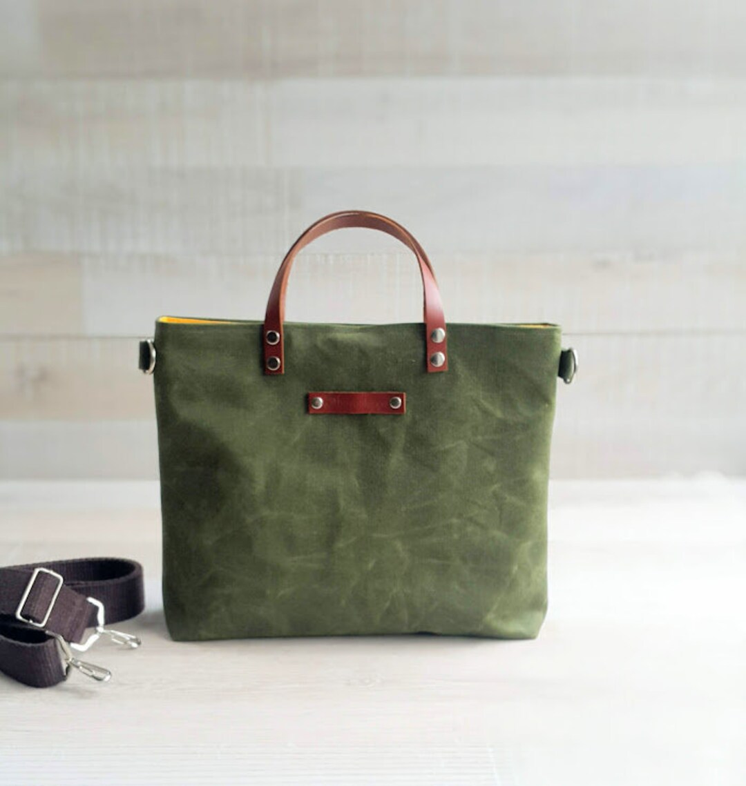 Waxed Canvas Tote small in Army GREEN dark Green, for Men, for Women ...