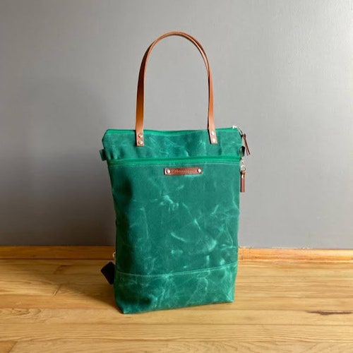 Waxed Canvas Backpack Convertible Backpack Diaper Backpack Etsy