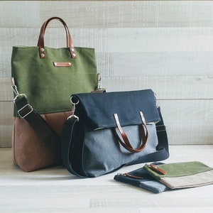 UNISEX WAXED TOTE Bag Wallet Set Waterproof Colorblock - Etsy