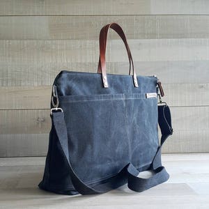 Waxed Canvas Bag in Charcoal Black Weekender Tote Bag - Etsy