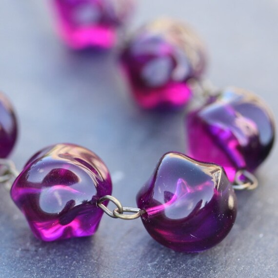 Items similar to Purple Vintage Lucite Necklace Grape Crush Necklace