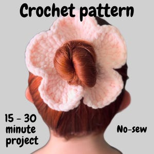 Chenille Flower Scrunchie Hair Accessories Crochet Pattern – Easy and Quick 15-30 Minute Hair Accessory Project