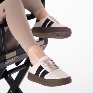 Genuine Leather Sneakers, Women&#39;s Sneakers, Flat Sneakers, Women&#39;s Leather Sneakers, City Shoes Beige Sneakers, Summer Sneakers