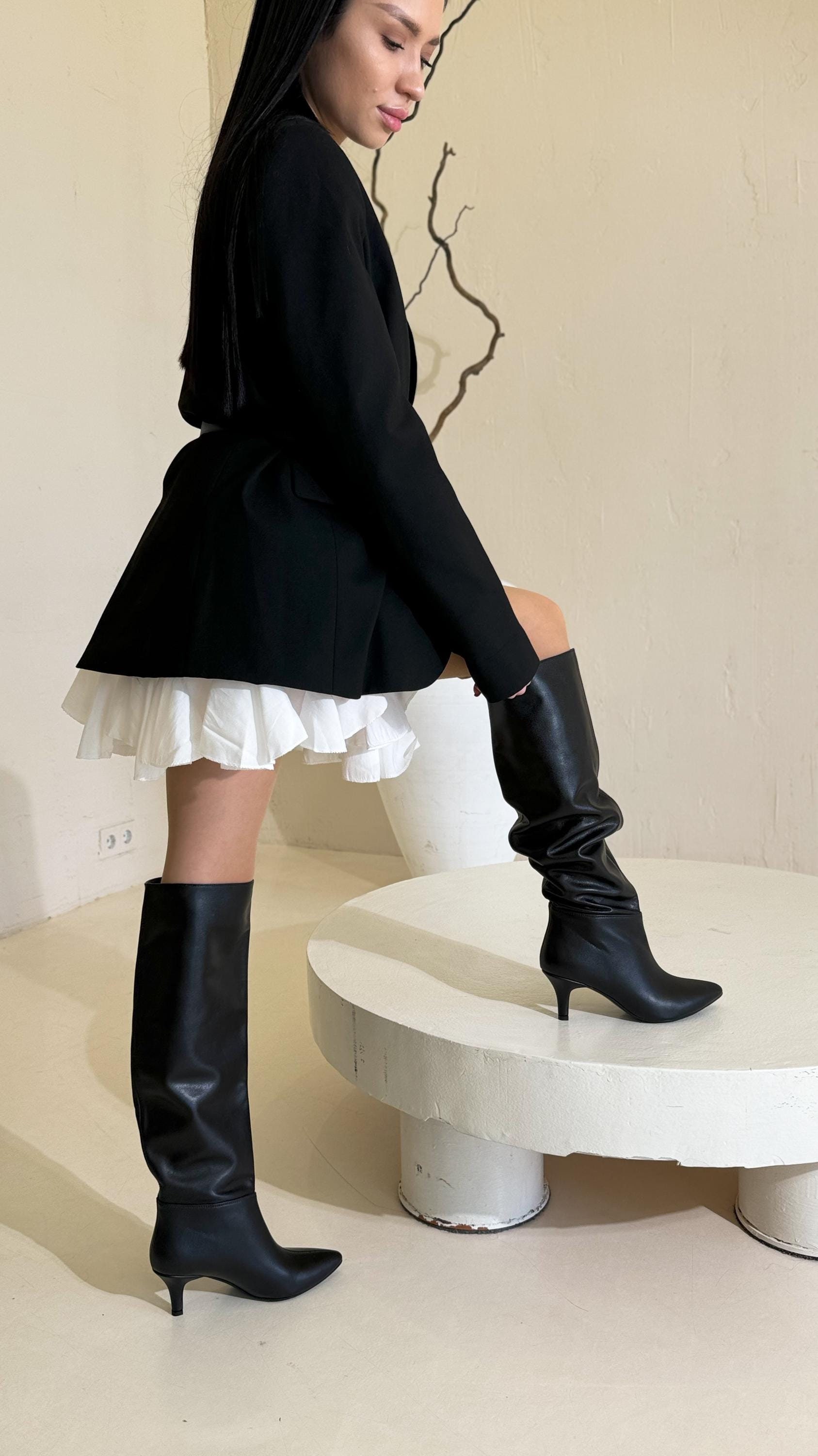 Boohoo Knee Boots Flat Slouchy Knee High Flat Boots Boohoo UK