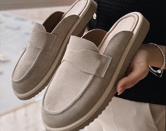 Suede Clogs, Arch Support Slip-On Mules, Loafer Style