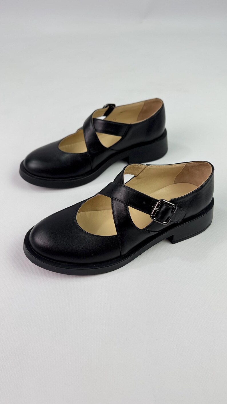Handmade Black Leather Mary Jane Flats, Vintage Cross Strap Shoes - Etsy