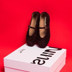 Burgundy Suede Ballet Flats | Women’s Shoes | Soft Leather Lining | Comfortable & Elegant | Custom Colors Available