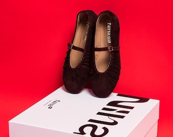 Burgundy Suede Ballet Flats | Handmade Leather-Lined Women's Shoes