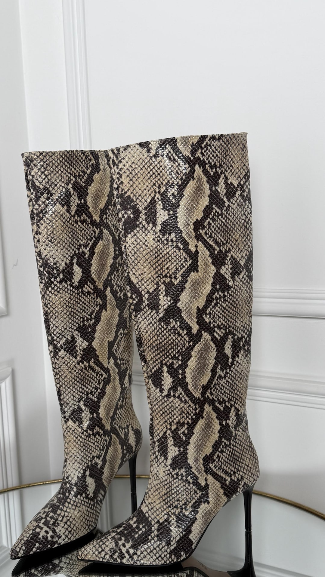Handmade Python Print Leather Boots | Stiletto Heel, Tall Statement ...