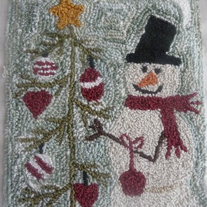 Trimming The Tree Punch Needle Snowman  Pattern