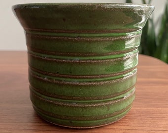 Planter with bright green glaze