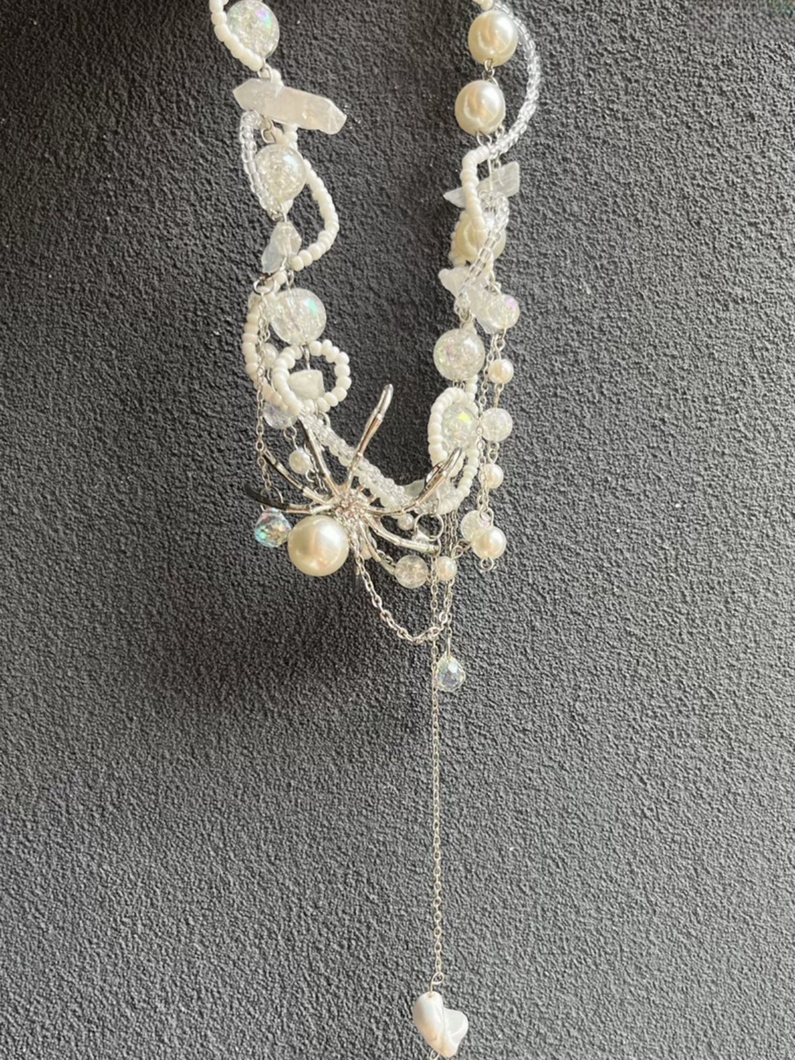 Sweet Cool Double Layer Pearl Spider Necklace main image 0