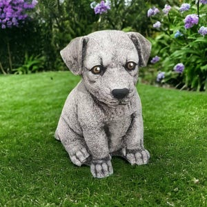 Jack Russell puppy statue, Jack Russell figure, Detailed dog memorial, Puppy grave sculpture