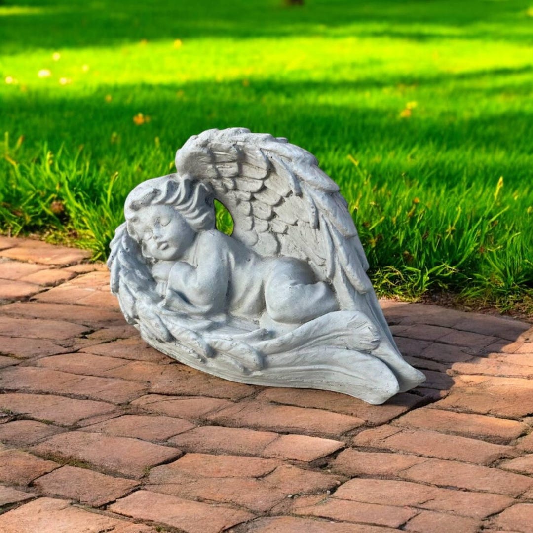 Laying Angel Figurine Garden Cherub Design Concrete Angel Ornament ...
