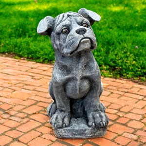 Concrete boxer statue Beton pet figurine Garden dog art Outdoor boxer decoration Lawn dog ornament Cement pet idea Puppy boxer sculpture