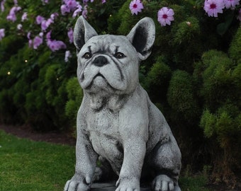 French Bulldog statue, Sitting French Bulldog figure, Detailed French Bulldog puppy figurine, Dog memorial