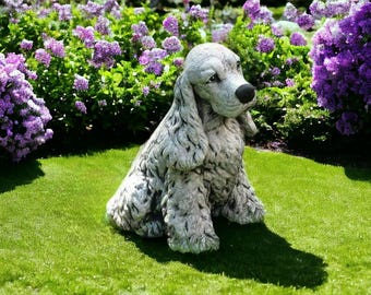 Cocker Spaniel statue, Sitting Cocker Spaniel puppy figure, Detailed puppy sculpture