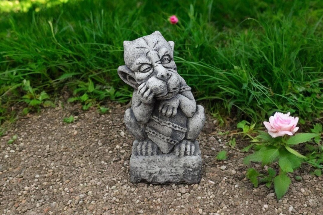 Figura Gargoyle In Pietra Per Giardino – Decorazione Da Muro, Balcone, Antigelo, 18 Cm