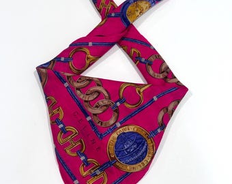 Vrouwen zakdoek Celine roze gouden ketting geweven patroon logo katoen pochet 22" cadeau voor vrouwen mini sjaal bandana zakpak