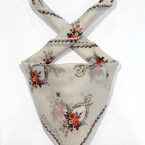 Women Handkerchief Christian Dior Nature White Floral Cotton Pocket Square 18” Man Unisex Handkerchief Gift for Women Scarf Bandana