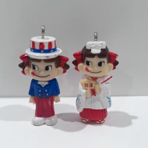 Vintage Fujiya Peko Mascot Mini  Figure Keychain Japanese style wedding 1.5”