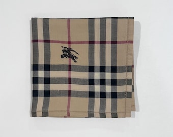 Pañuelo de hombre Burberry, color beige, a cuadros, algodón, 45 cm, 45 cm, regalo para hombre, mini bufanda, pañuelo de bolsillo, bandana para traje.