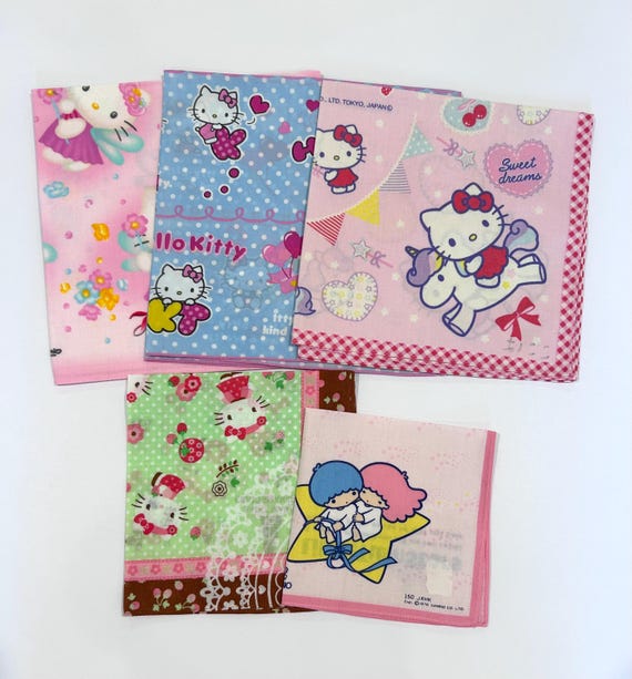 ヴィンテージキュートなハローキティ サンリオ ピンクハンカチ 5枚