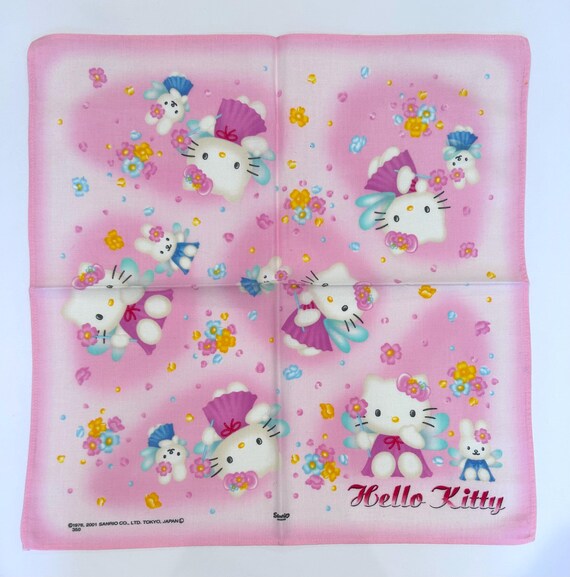 ヴィンテージキュートなハローキティ サンリオ ピンクハンカチ 5枚