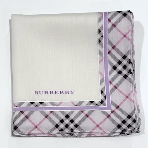 Men Handkerchief BURBERRY Plaid Check Plaid Purple Cotton Pocket Square 20” Burberrys Men Accessories, Burberry Clothing Women Bandana