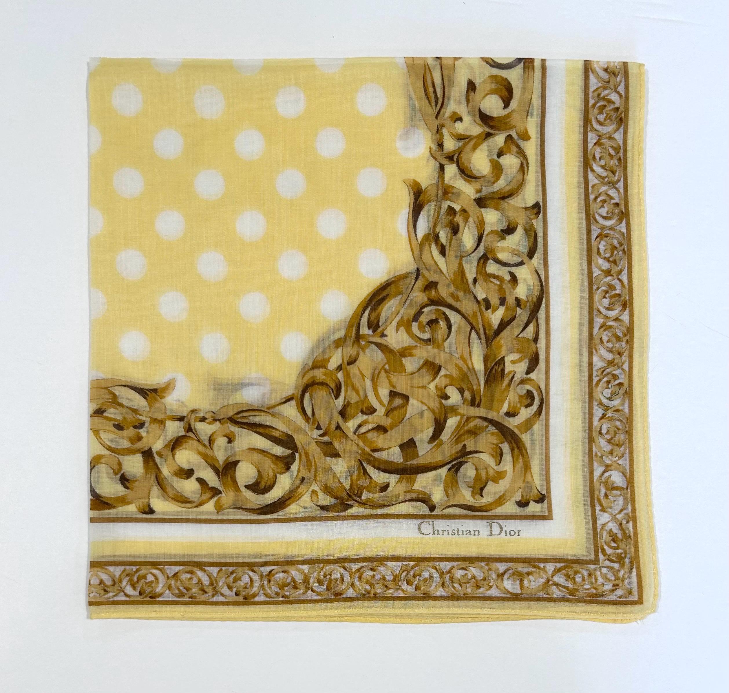 Women Handkerchief Christian Dior Gold Yellowpolka Dot  display picture 2
