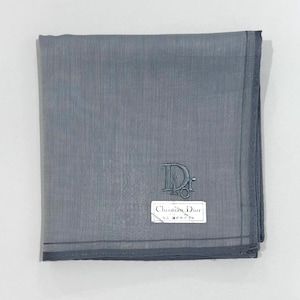 NWT Handkerchief Man Christian Dior Logo Embroidered Plain Gray Pocket Square Cotton 18” Dior Scarf Bandana Neckerchief handkerchief for Men
