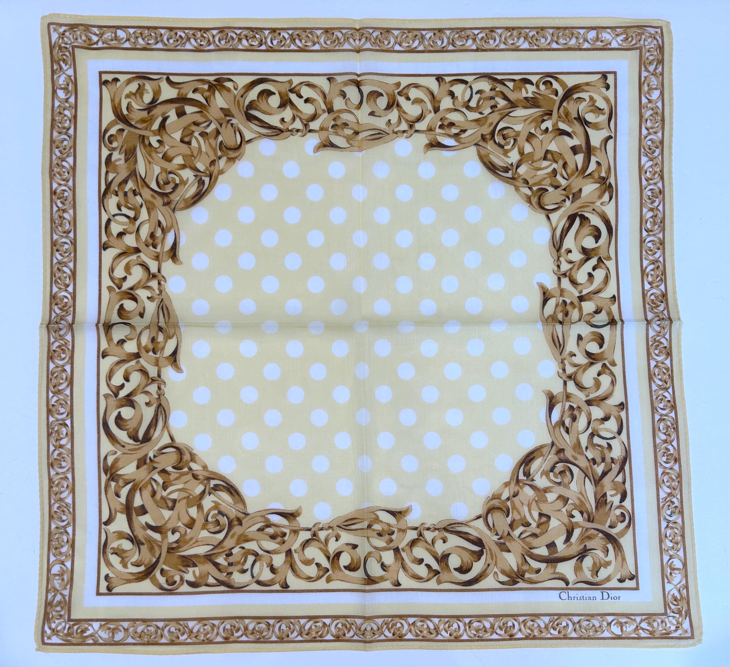 Women Handkerchief Christian Dior Gold Yellowpolka Dot  display picture 1