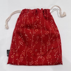Red Japanese Drawstring Gift Bag | Small Drawstring Bag | Flowers Gift Bag | Toy bag | Sanitary bag | Jewelry bag | Women bag, Makeup Bag