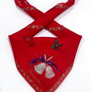 Women Handkerchief Christian Dior Red Bell Nature Cotton Pocket Square 18” Gift for women, Dior women bandana Neckerchief Sqaure Scarf