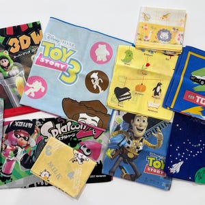 Vintage TOY STORY Super Mario Animal Cartoon Cat Space Galaxy Handkerchief Disney Pixar Japan Sanrio