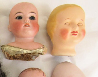 Vtg Antique Parian White Bisque Doll Head Dome Top Large 6.5 Pale For Parts Vintage Repair Creepy Dolls Art Display