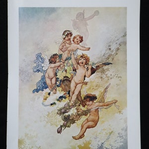Vintage Cherub Art Print: &quot;Spring&quot; by Charles Robinson