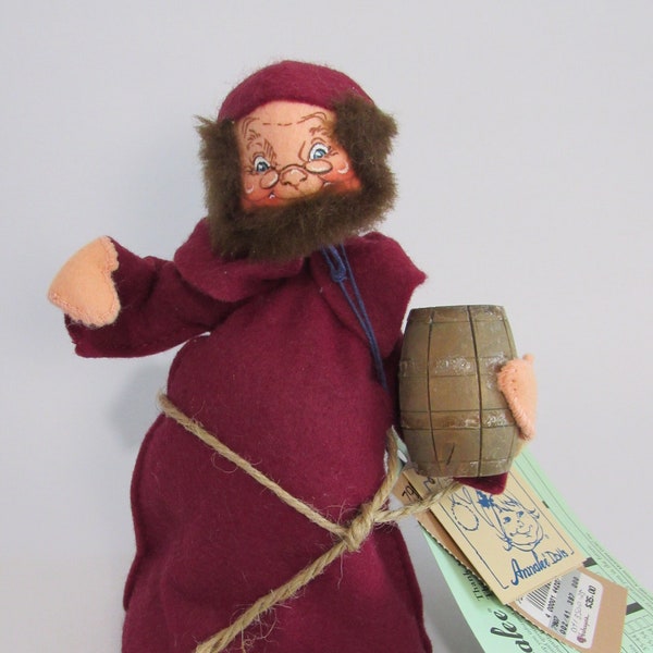 Vintage Annalee Mobilitie MONK Friar Figurine - Monk with Cask - 7" Shelf Sitter Knick Knack