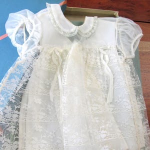 1960s White Lace Baby Dress & Slip: Vintage Christening Gown (6-9mos) Original Box
