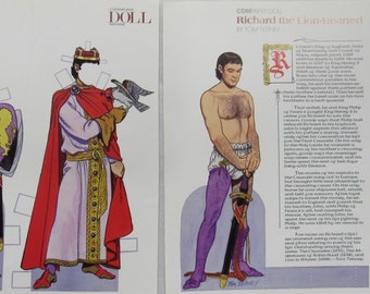 UNCUT Vtg Paper Dolls - RICHARD the Lion Hearted By Tom Tierney - Contemporary Doll Magazine Scrapbooking Altered Art Paper Collage