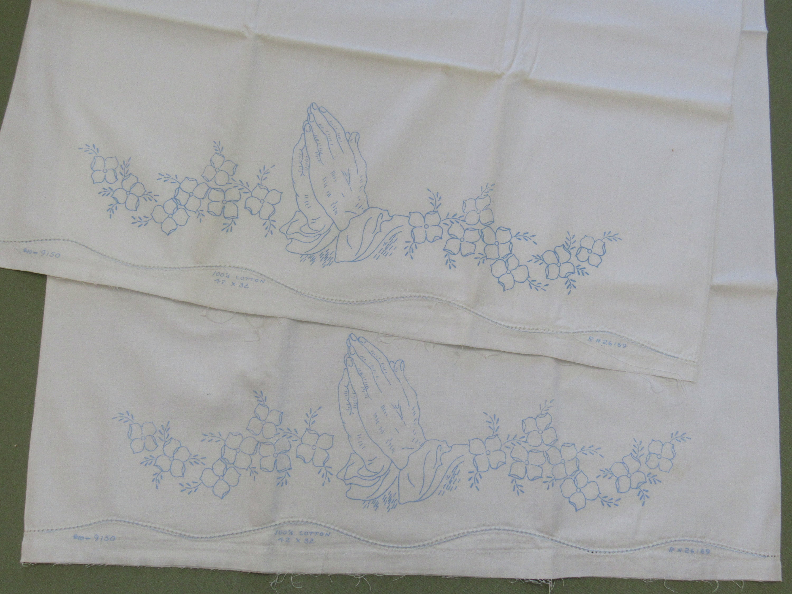 PreStamped Pillowcases to Embroider Vintage 1960s PRAYING Etsy